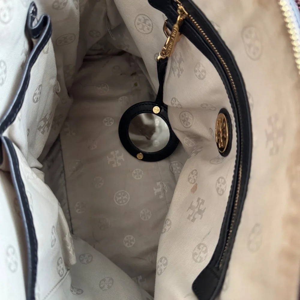 Tory Burch Robinson Black Saffiano Leather Domed Satchel Bag - Picture 3 of 6